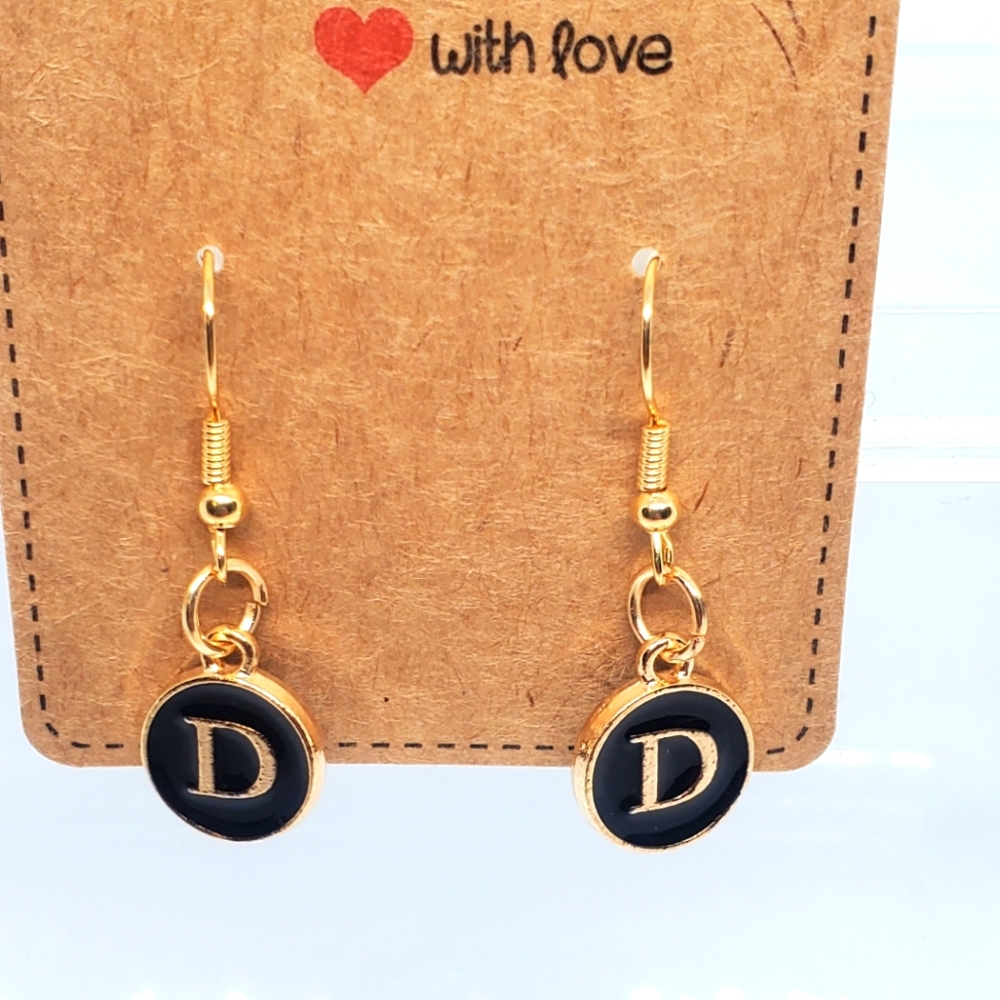 7/$10 D Initial Earrings, New